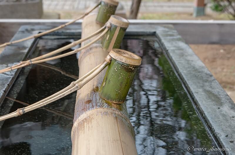 手水舎の竹の柄杓